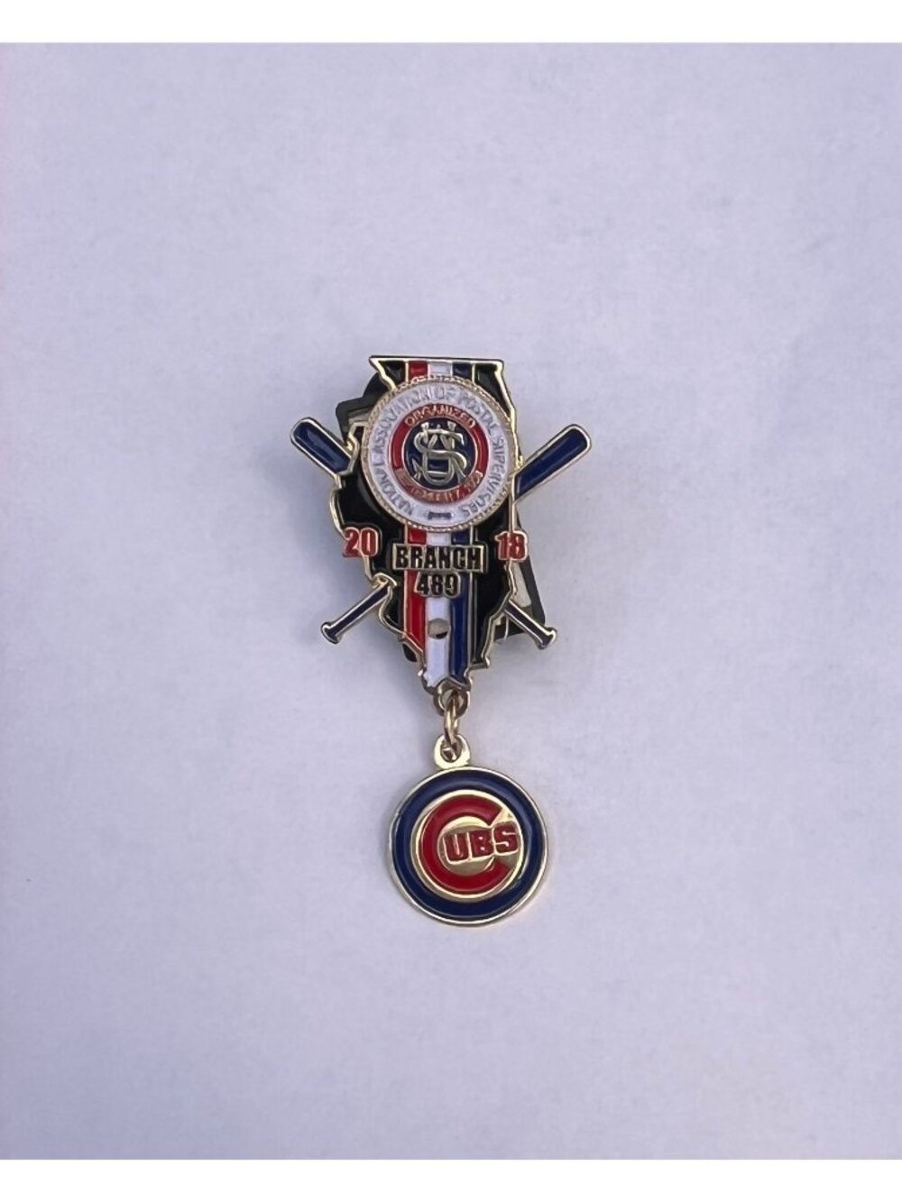 Vintage NAPS Branch 480 2013 Cubs Baseball Enamel Dangle Lapel Pin National Asso